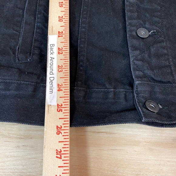 ZARA Denim Trucker Jacket Mens XL Black Long Sleeve Button Front Jean Jacket - Picture 5 of 10